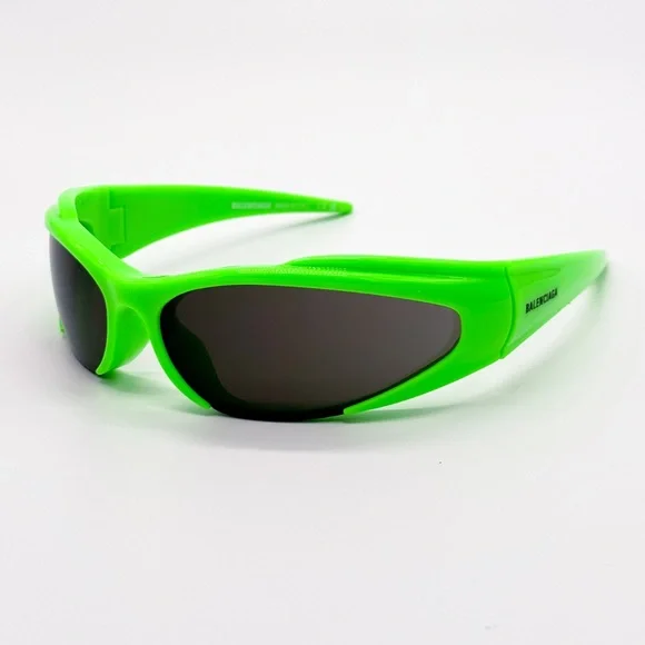 NEW BALENCIAGA BB0253S 005 OVAL GREEN GREY UNISEX SUNGLASSES BALENCIAGA